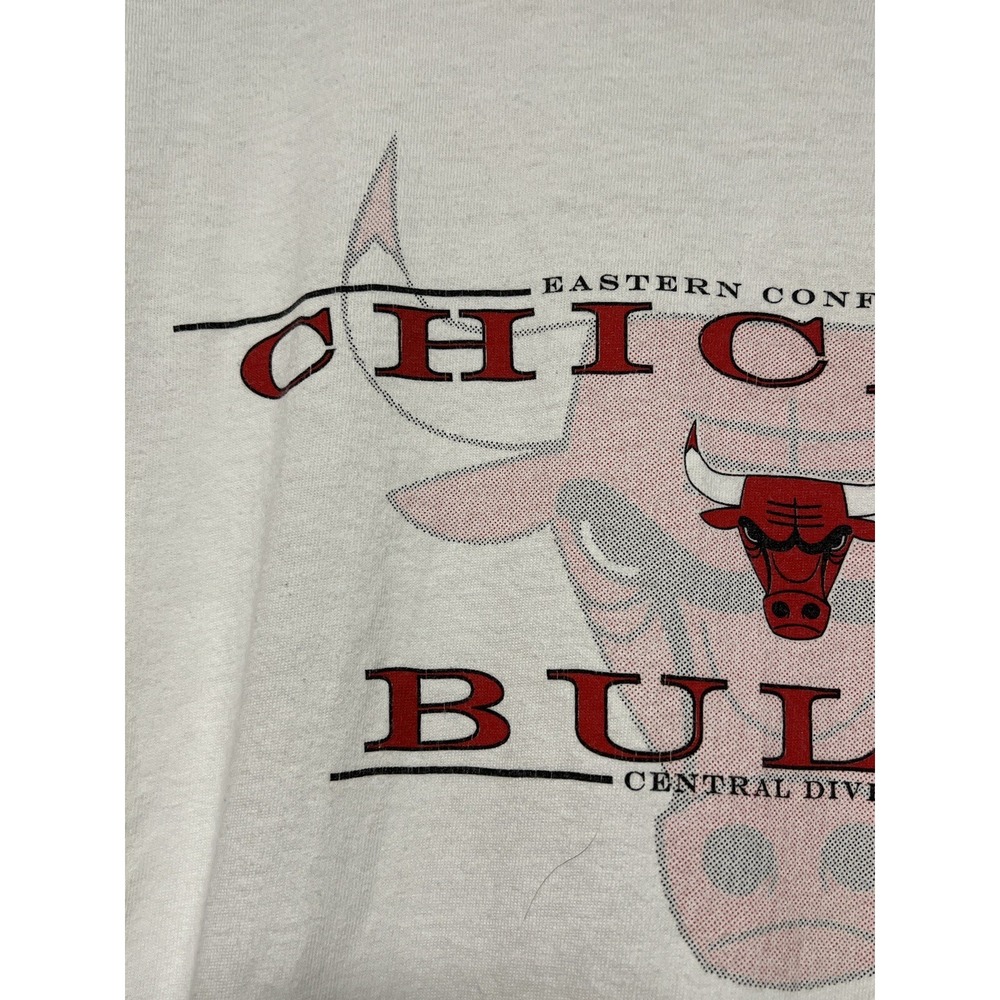 Vintage 90s Starter Chicago Bulls T Shirt XL NBA Jordan Era USA Made White - Picture 2 of 8